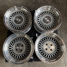 Used 15x8.5 Klutch SL1 4x100 17 73.1 Silver Machined Wheels set-4