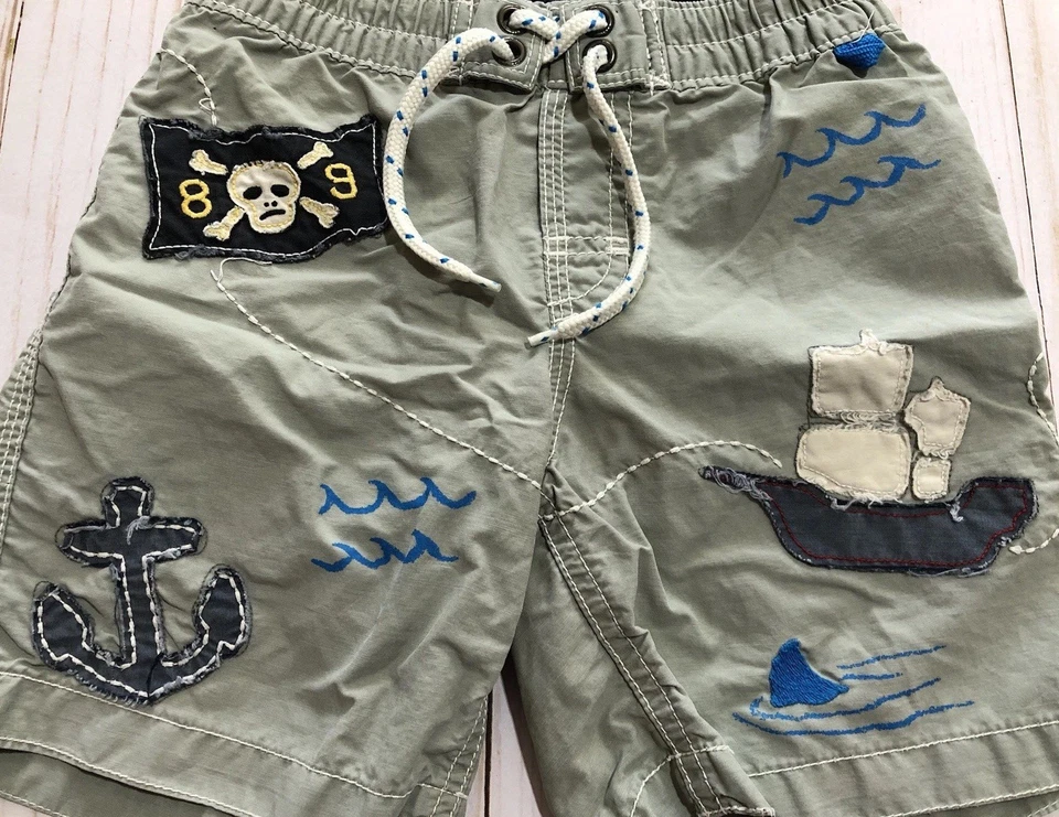 Baby Gap Pirate Treasure Swim Trunks Shorts Midland Grey Toddler Boys Sz 2 Years - Image 2 of 4