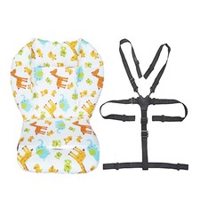 Luxurious Cotton High Chair Cushion Mat with Adjustable Safety Straps for Babies
