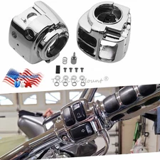 Chrome Handlebar Control Switch Housing Cap Cover For Harley Softail Sportster