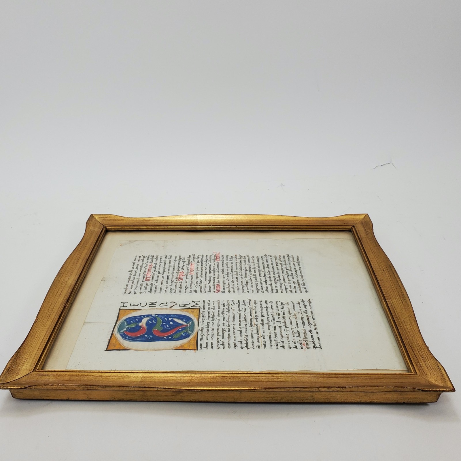 Antique 16thC Illuminated Manuscript Page Book of Hours - Medieval Script