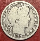 1912 Barber Silver Half Dollar. Free Shipping