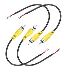 0.7FT RCA to Bare Wire Speaker Cable, Yellow RCA Male Plug, Pack of 4