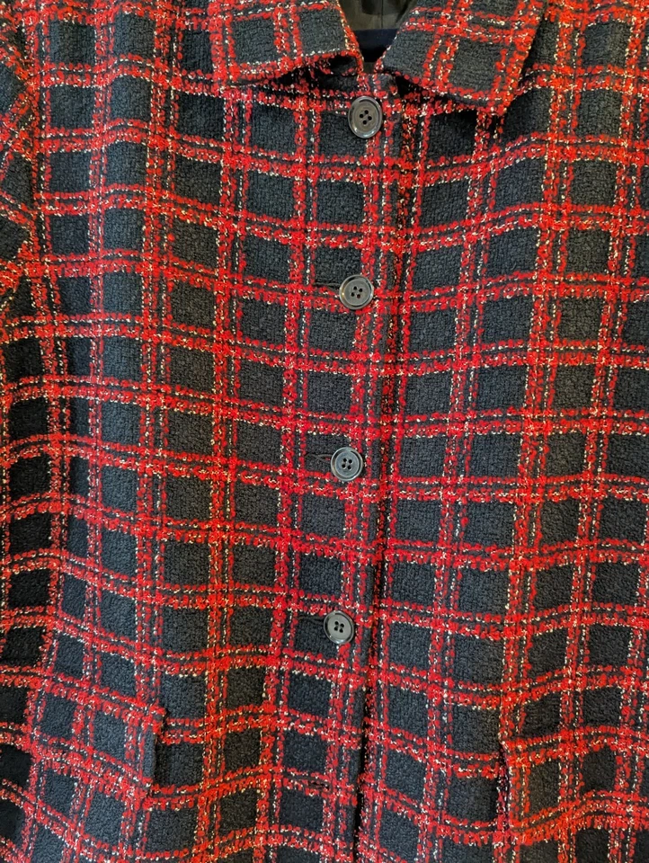 女式红色和黑色格子纽扣西装外套 - XL 码 - Draper's & Damon's — 第 2/4 张图片