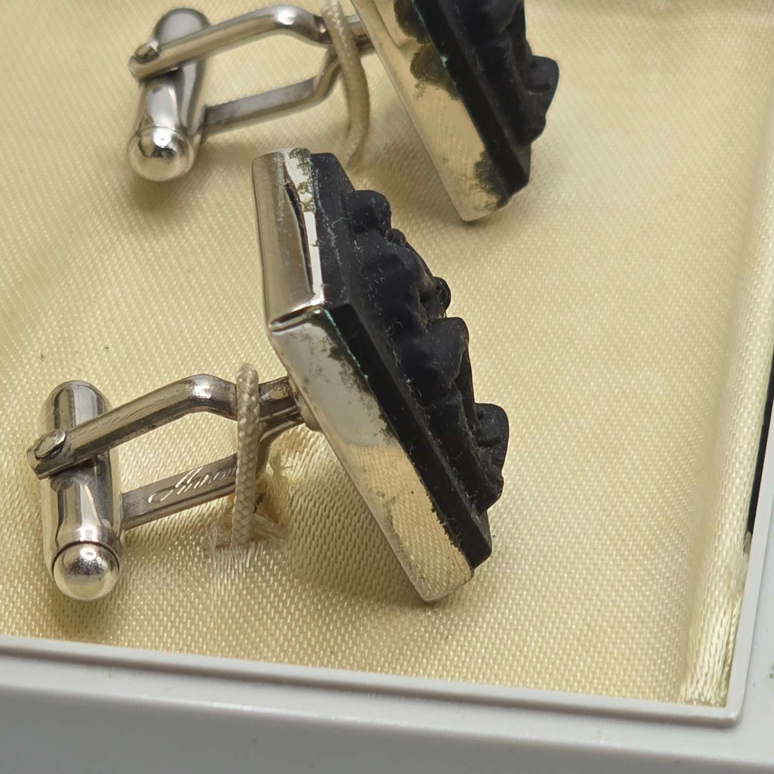 Anson The Thinker Rectangular Cufflinks Black Car… - image 6