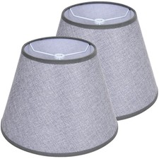 Gray Lamp Shades Set of 2 for Table Lamps, 6" Top x 10" Bottom x 7" High Line...