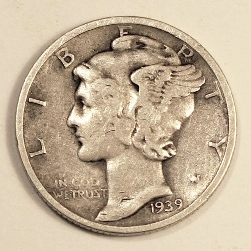 1939D Mercury Dime circulated 90% Silver Fine F