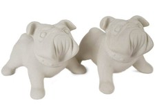 Blue Witch Unpainted Cruet Set Bulldog, Handmade Ceramic Salt & Pepper Shakers