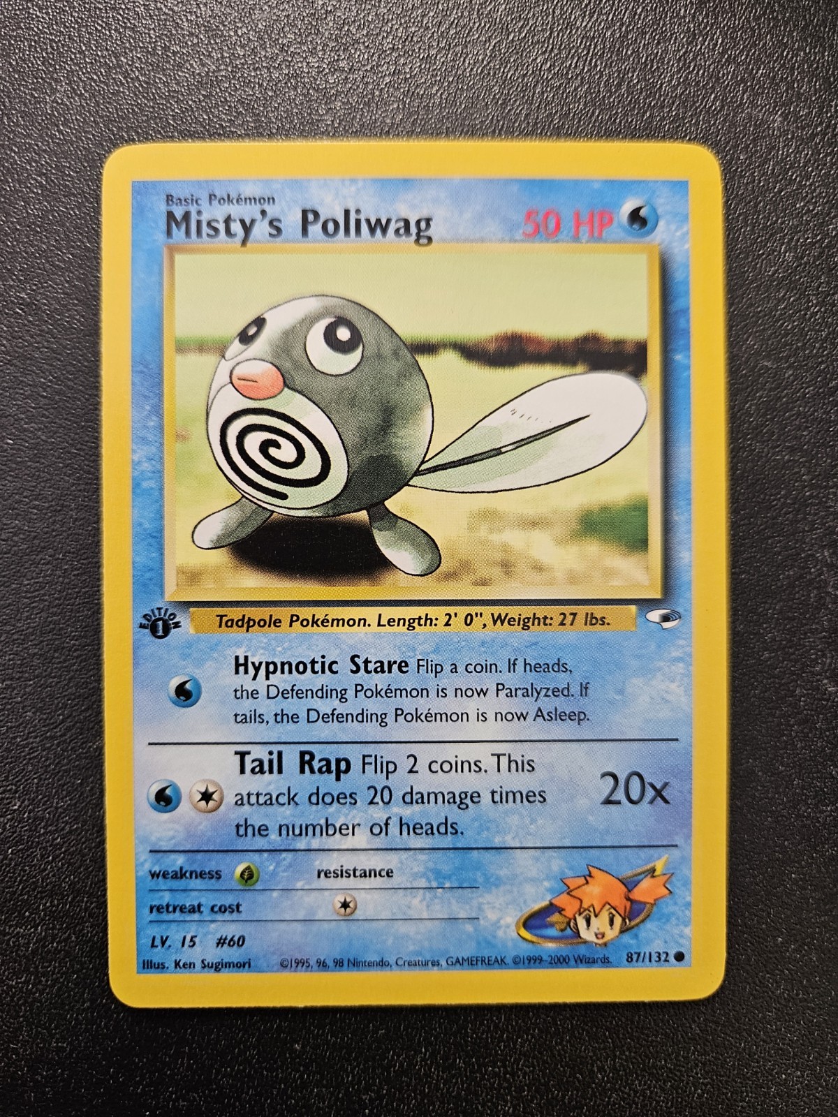 Pokemon 1st Edition Gym Heroes Misty's Poliwag 87/132 NEAR MINT