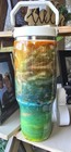 Custom Genuine Stanley Quencher 40oz Tumbler Ocean Blue Orange Alcohol Ink Epoxy — photo 3