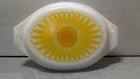 Vintage Pyrex #945-C oval Casserole Lid. Sunflower Daisy Design. Lid Only