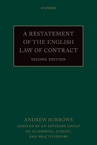 Restatement of the English Law of Contract by Andrew Burrows (2021, Trade...