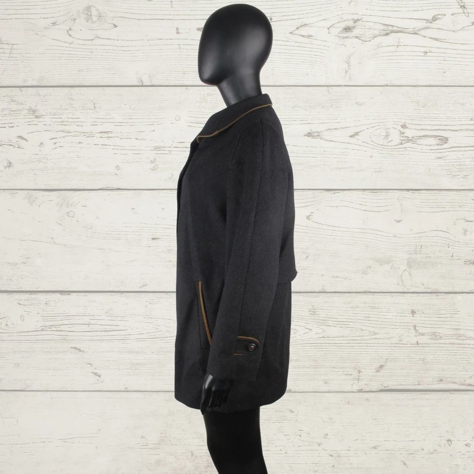 Your 6th Sense Alpacca Loden Wool Coat UK 14 – Charcoal Black Long Jacket D 20 - Image 3 of 4