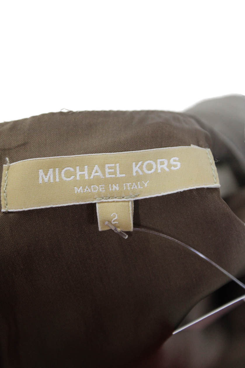 Michael Kors Womens Animal Print Round Neck Sleeveless Dress Taupe Size 2 thumbnail 5