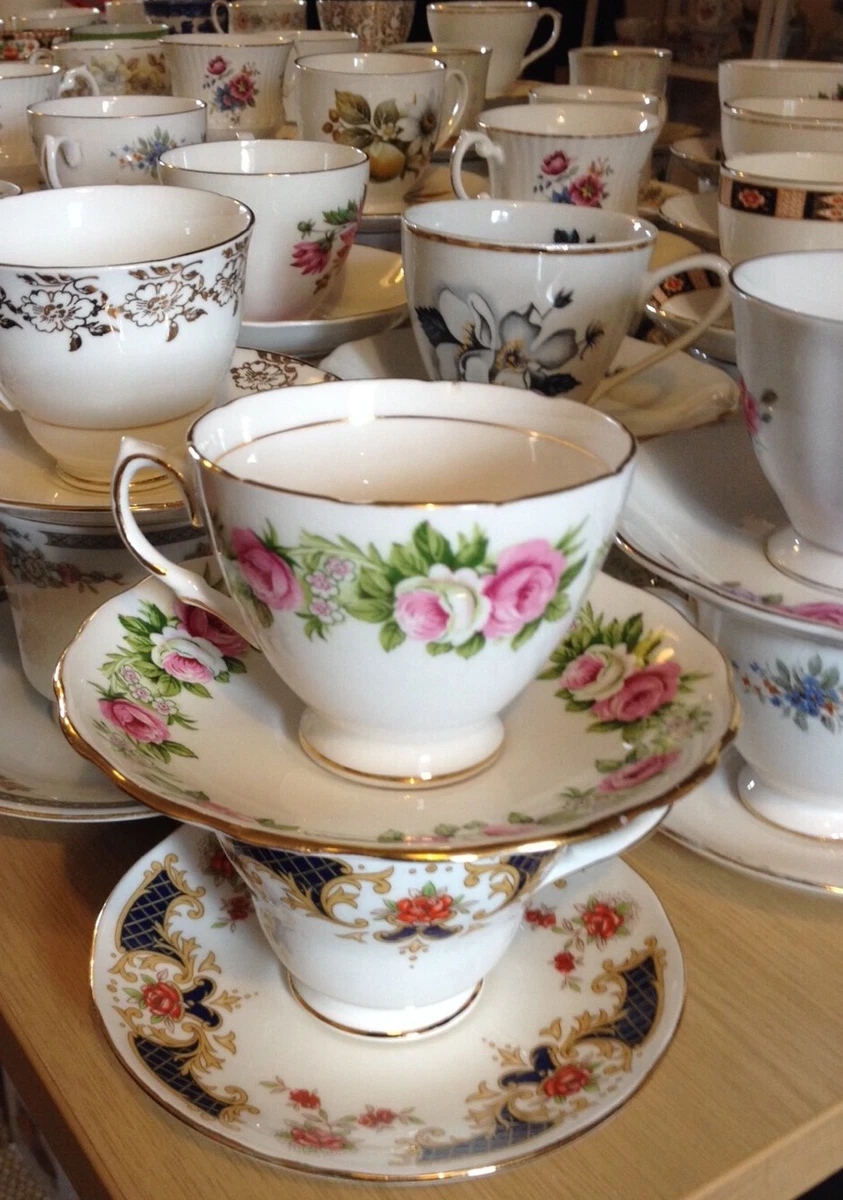 Job lot 15 Pretty Vintage Tea Cups & Saucers- Ideal for use at Tea Parties