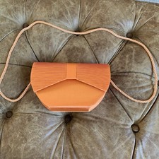 Vintage Satin Orange Half Moon Clutch Crossbo...