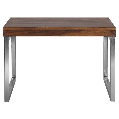 Mesa de centro madera maciza y patas de metal mesita axuliar de sofá 60x60 cm - Imagen 4 de 6