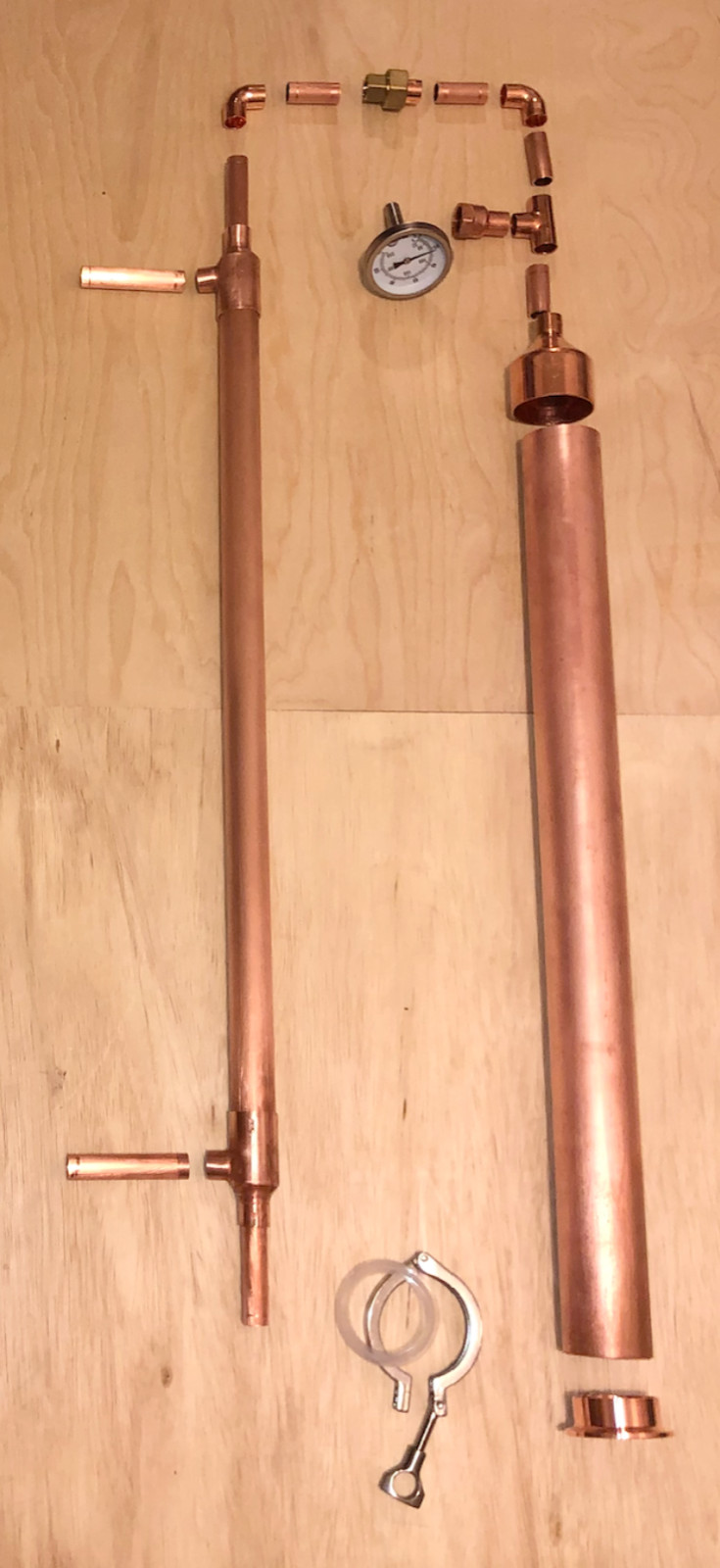 Moonshine Pot Still Distilling Beer Keg Kit DIY, 2" Copper Pipe Column Tri Clamp