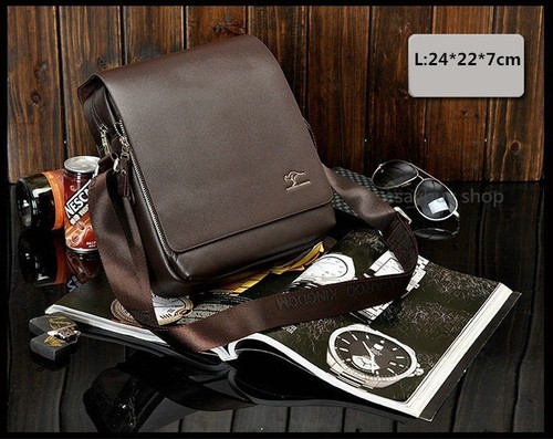 NEW Kangaroo Mens Leather Shoulder Bag Messenger Bag Briefcase Satchel Crossbody - Picture 21 of 24