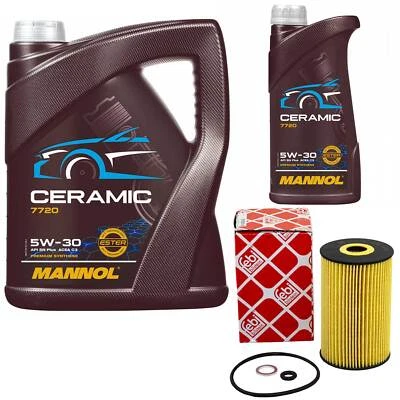 Motoröl Set MANNOL 5W-30 Ceramic Plus 6 Liter + Ölfilter für Hyundai i30 i20 KIA