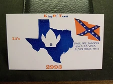 QSL Card - KOT 2993 - Paul Williamson - Alvin, Texas