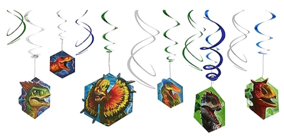 Jurassic World Swirl Decorations Birthday Party Favor Supplies ~12pc ~ Dinosaurs - Image 3 of 4