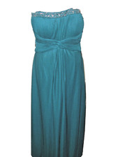 Pre-Own JS Boutique Strapless Beaded Trim Jersey Gown/ Dress `Teal` Size 10