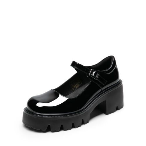 Women Round Toe Mary Janes Low Heel Buckle Shoe Lady Comfort Platform Dress Pump - Picture 2 of 23