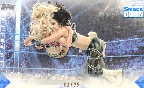 2020 Topps WWE SMACKDOWN Bayley /25 BLUE PARALLEL SSP No. 27 DR. OF HUGANOMICS!! - Picture 3 of 15