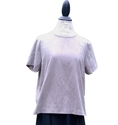 White Stag women's top silver short sleeves soft texture polyester size L blouse