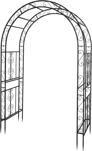 7FT Garden Arch Arbor, Heavy Duty Metal Archway, Decorative Frame Stand Trellis - Picture 2 of 9