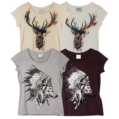 VERO MODA Damen T-Shirt Damenshirt India Motiv Shirt Rundhals Kurzarm VMDORA