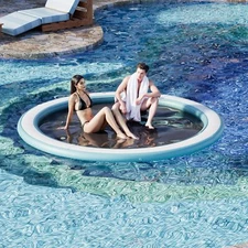 8Ft Inflatable Dock Floating Platform Water Hammock Sunbathing Float Ring