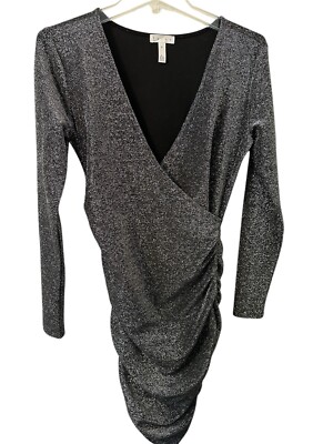 Leith Dress Size Medium Silver Metallic Stretch Holiday Or Formal Occasion  NWOT | eBay