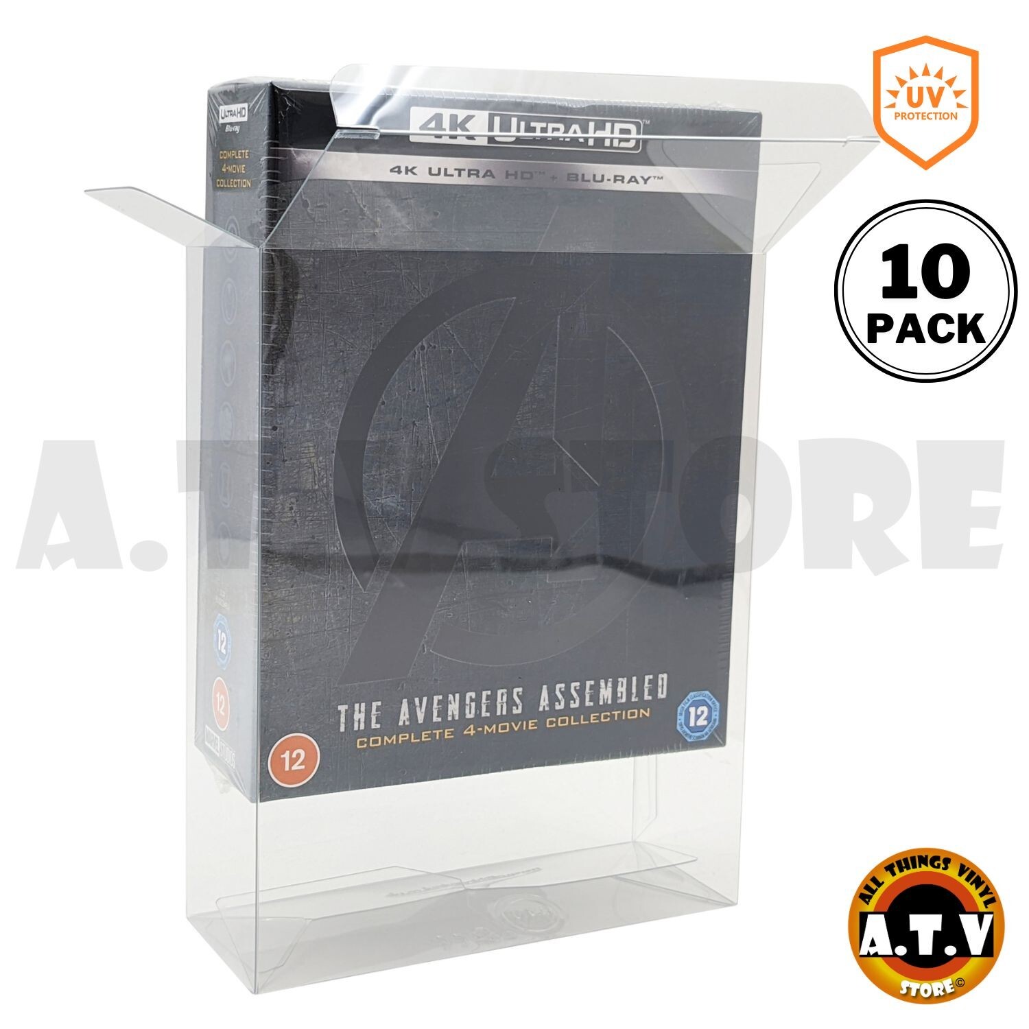 ATV Blu-ray 4k Ultra HD Box set 0.5mm UV Full Coverage Protectors (10 Pack)