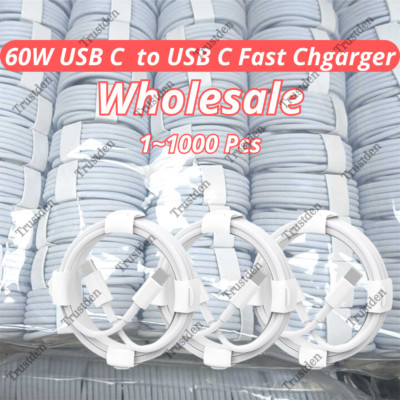 60W USB-C to USB C Cable Fast Charger PD Cord Lot For Android iPhone 15 Pro Max