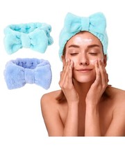 Bliss Women's Spa Headband - 2 Pack Microfiber Makeup Headband with Bow