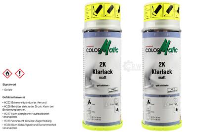 2x ColorMatic 2K High Speed Klarlack matt Härter Spraydose 200ml
