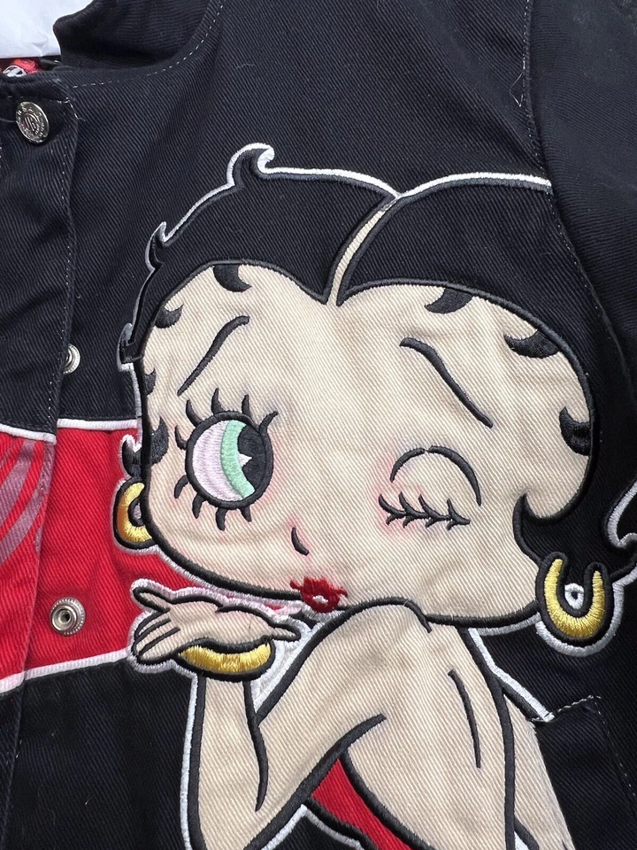 Betty Boop Jacket By JH Design, Cotton, Embroidered, Snap Front - Image 3 of 4
