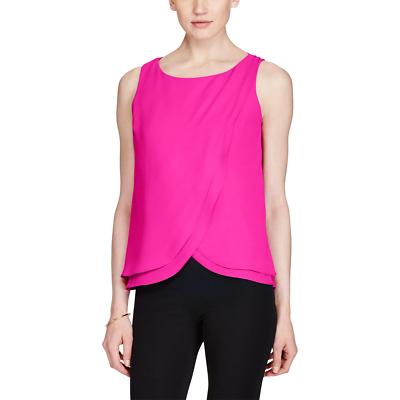 LX045/ Ralph Lauren Sleeveless Georgette Top Bold Pink Sz XL
