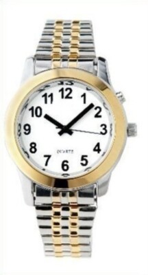 Men's Deluxe Talking Wristwatch Two Tone w/Expansion Band Low Vision or Blind