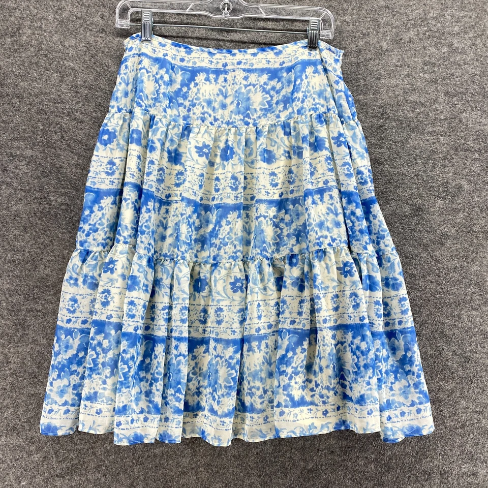 Falda Chaps Mujer 4 Azul Rayas Línea A Midi Forrada Cremallera tiro medio Informal Foto 2 de 4