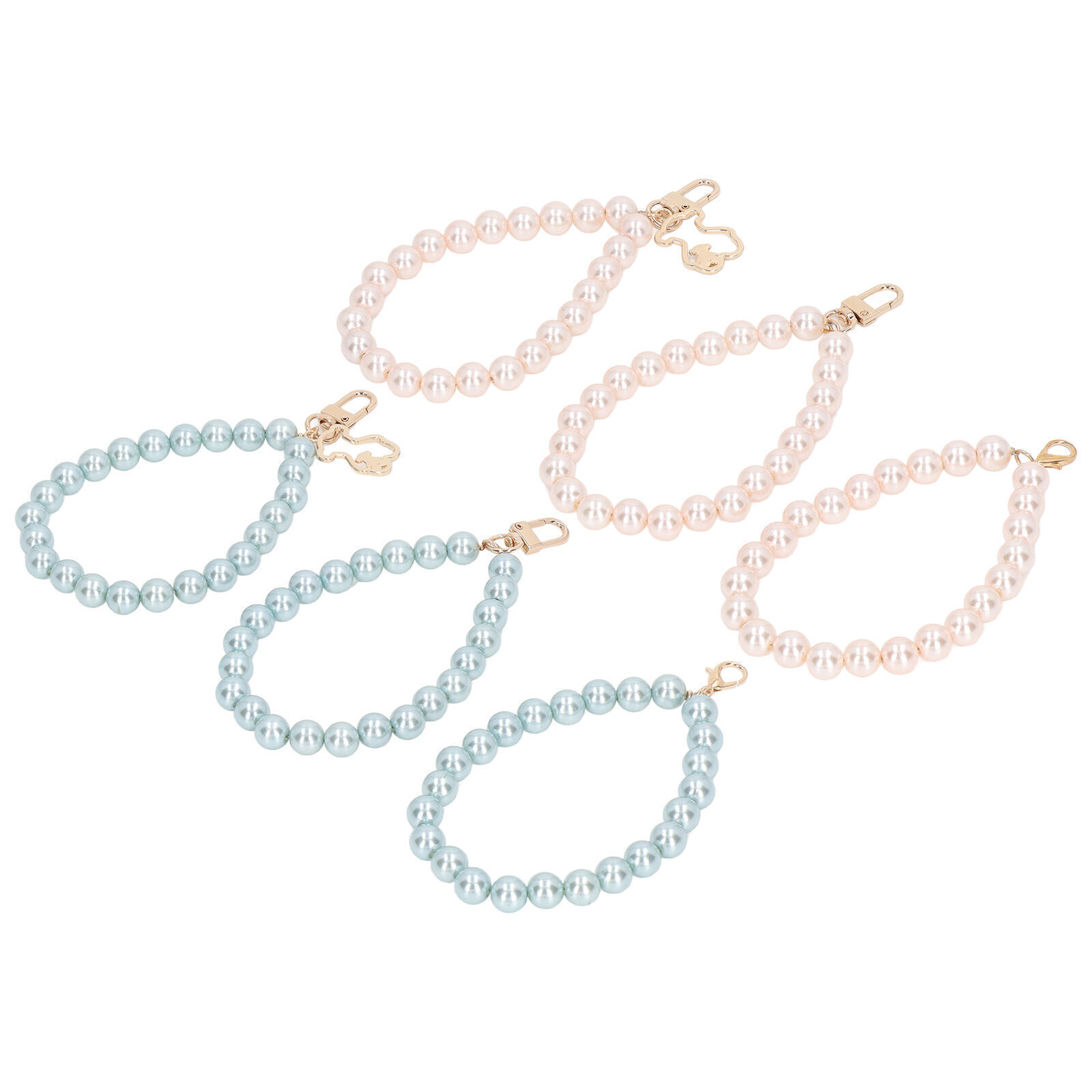 12mm Pearl Bracelet Shrimp Head Door Buckle Bear Pendant 3 Styles Stylish Resin