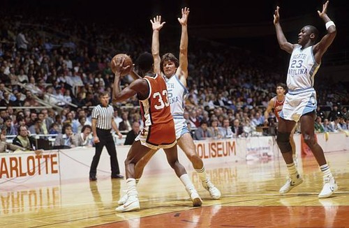 North Carolina Michael Jordan in action defense vs Syracuse Greens- Old Photo