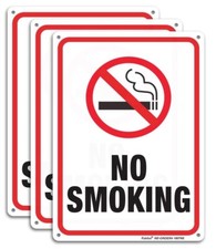 No Smoking Sign 3 Pack Metal Reflective Signs  10 X 7 Inches  NEW 