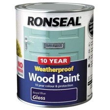 Ronseal 10 Year Weatherproof No Primer Needed Wood Paint 750ml Royal Blue Gloss