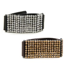 Premium Rhinestones PU Leather Bracelet - Different Colors Available