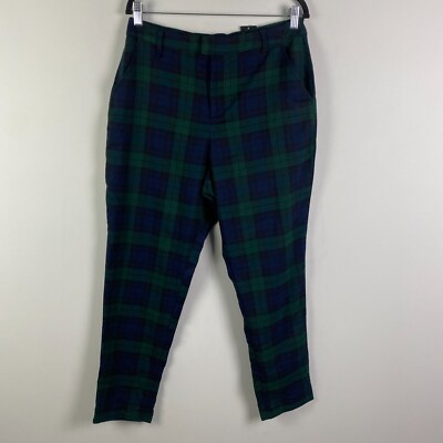 Hot Topic Plaid High Rise Trouser Pants Womens XL Green Blue