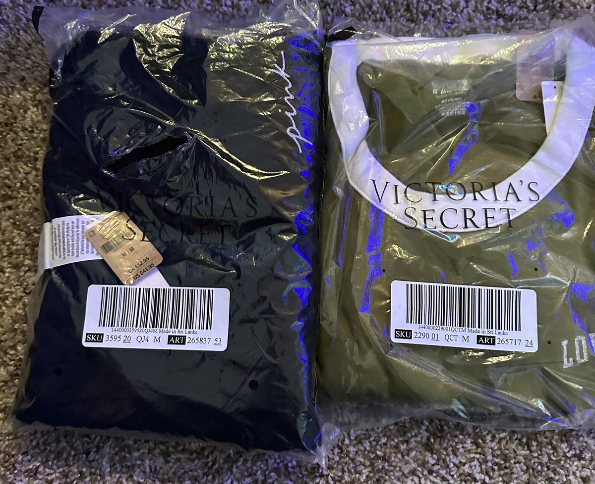 Victoria Secret Pink lot of 2 long Sleeve College Shirts NEW Size