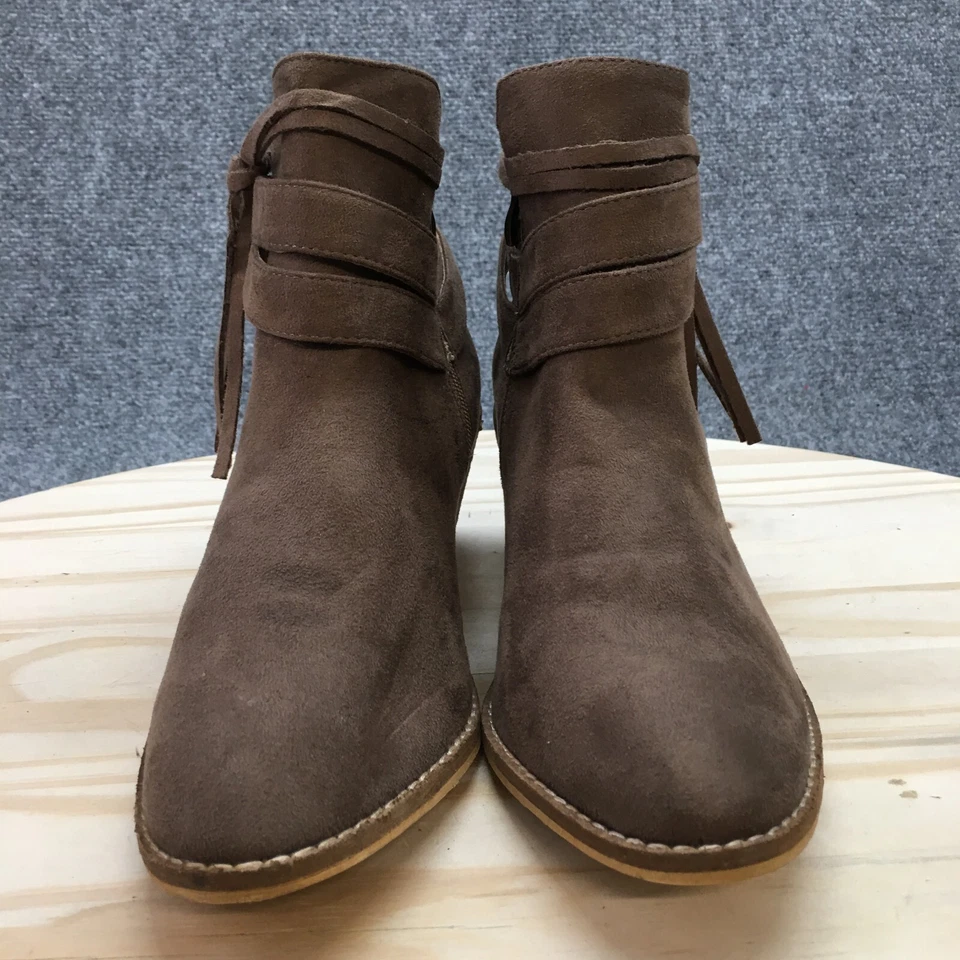 Boutique by Corkys Ankle Boots Femininas 9 Marrom Topknot Biqueira Amêndoa Zíper Couro - Imagem 4 de 4